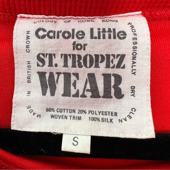 Vintage Carole Little for St. Tropez Wear Red Velour Crewneck Women's size S - Picture 3 of 3